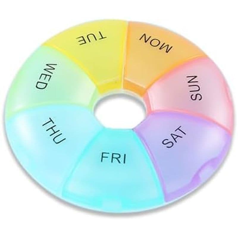 INVODA Organizador De Comprimidos De Viagem , 7 Dias , Colorido , Transparente , Portátil , Redondo , Caixa , Vedação À