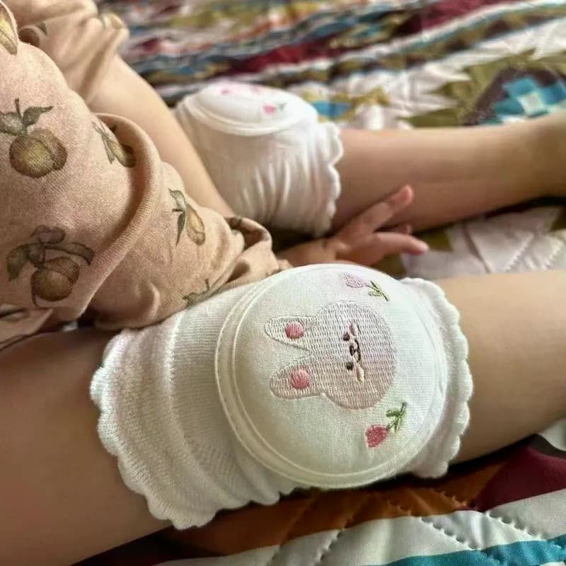 Joelheiras para bebês, coelho fofo bordado, aprender a escalar, proteção, joelheiras infantis, meias