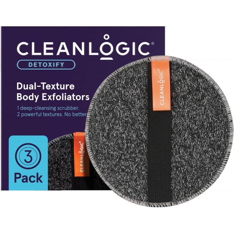 Cleanlogic Esfoliante Corporal Purificante com Carvão Ativado, Ferramenta Esfoliante Redonda de Dupla Textura para Pele