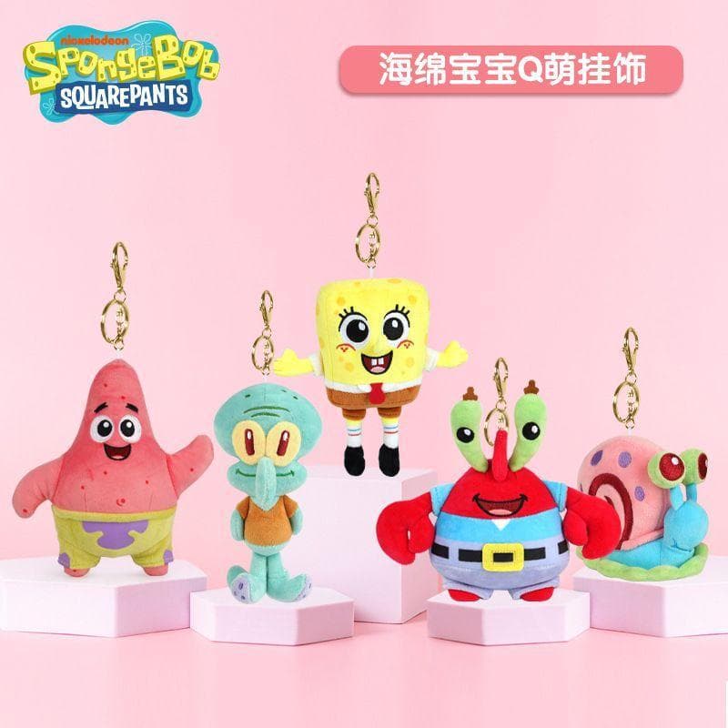 Bob Esponja Calça Quadrada Torta Grande Estrela Pingente de Pelúcia Boneca Brinquedo de Pelúcia Chaveiro Bonito Mochila