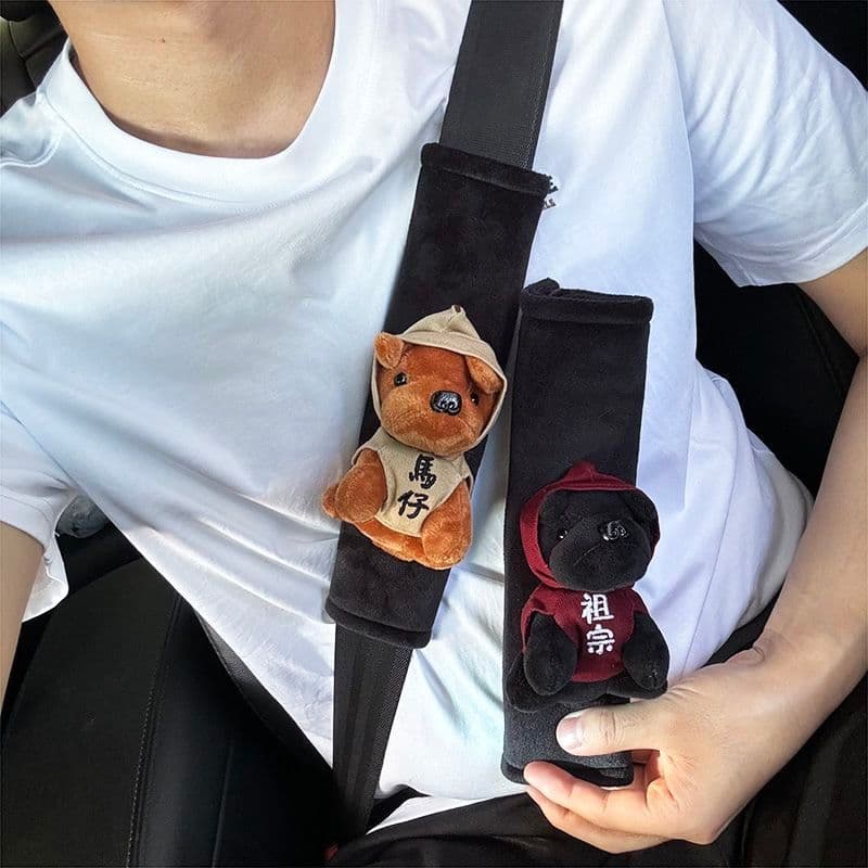 Cinto de segurança do carro capa de ombro criativo bonito filhote de cachorro Anti-estrangulamento pescoço personalidade