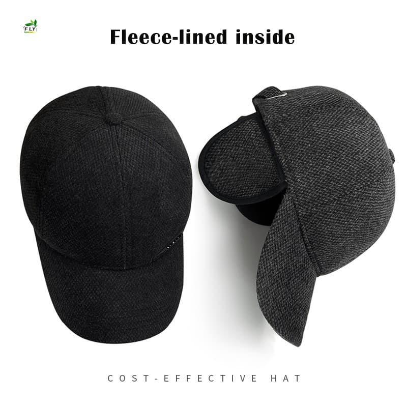 Boné De Beisebol De Veludo Quente De Inverno – Chapéu De Pai Com Proteção De Ouvido Para Homens Idosos