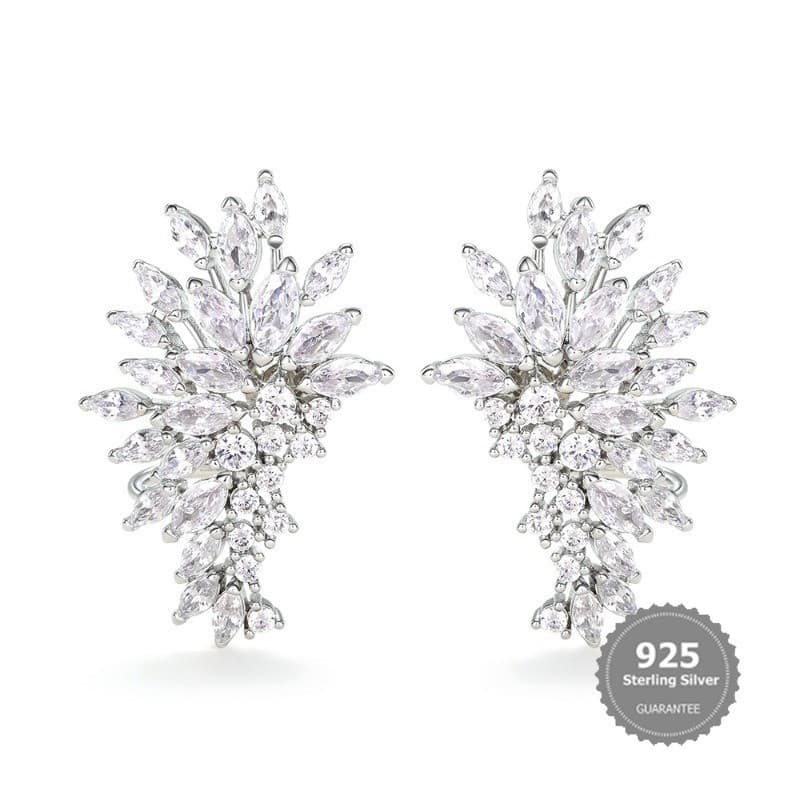 S925 Prata Cheia Asas De Anjo Moissanite Personalidade Versátil Brincos