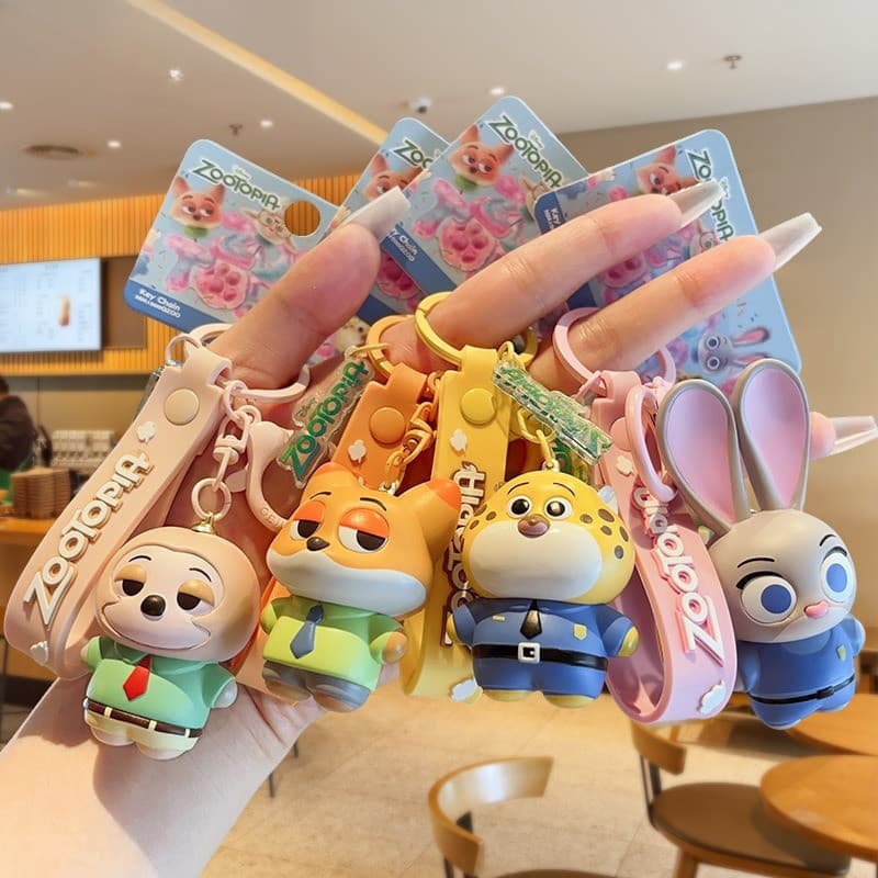 Disney Zootopia Chaveiro Judy E Nick Casal Bonito Dos Desenhos Animados Figura Saco Acessórios Para Crianças