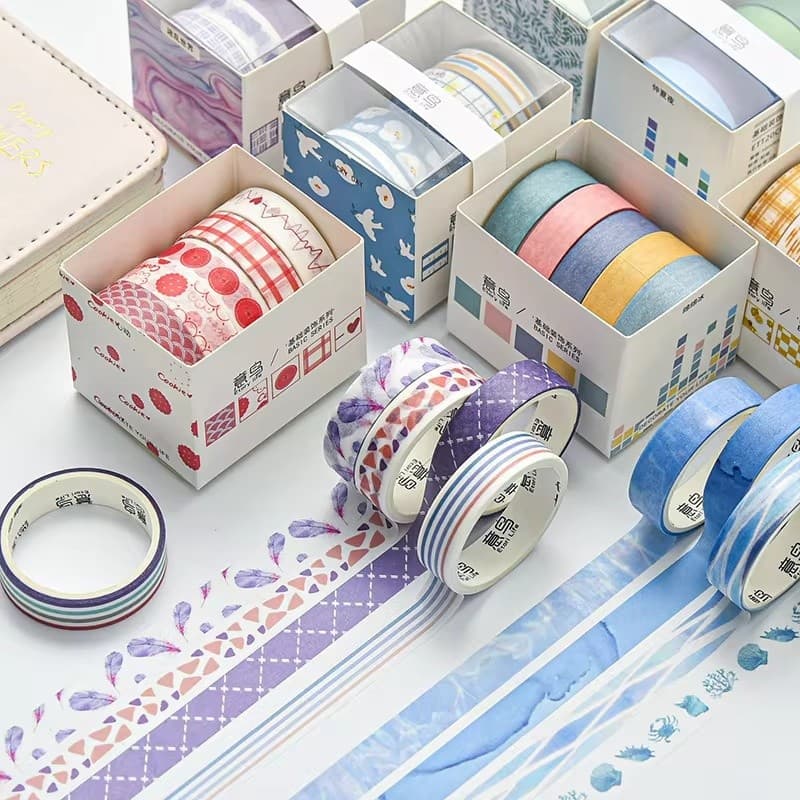 5 Pçs/Set Fitas Washi Fita Adesiva Básica Scrapbooking Adesivo DIY Decorativo Papelaria Material Escolar