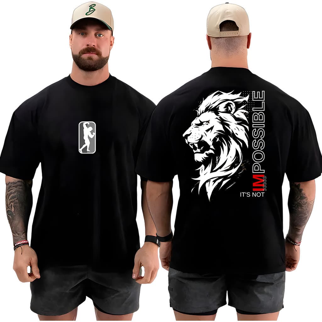 Camiseta Camisa Oversized Top Impossível não Academia Musculação Grande 100% Algodão Streetwear