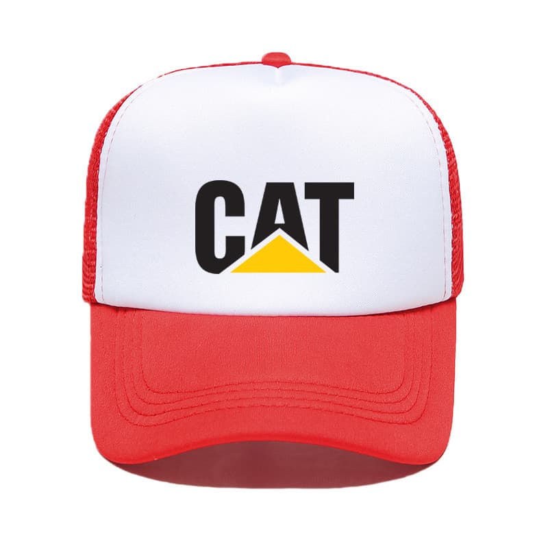 Vintage Gato Caterpillar Logotipo Caminhoneiro Chapéu Malha Respirável Volta Boné De Trabalho Construção Ao Ar Livre Sol