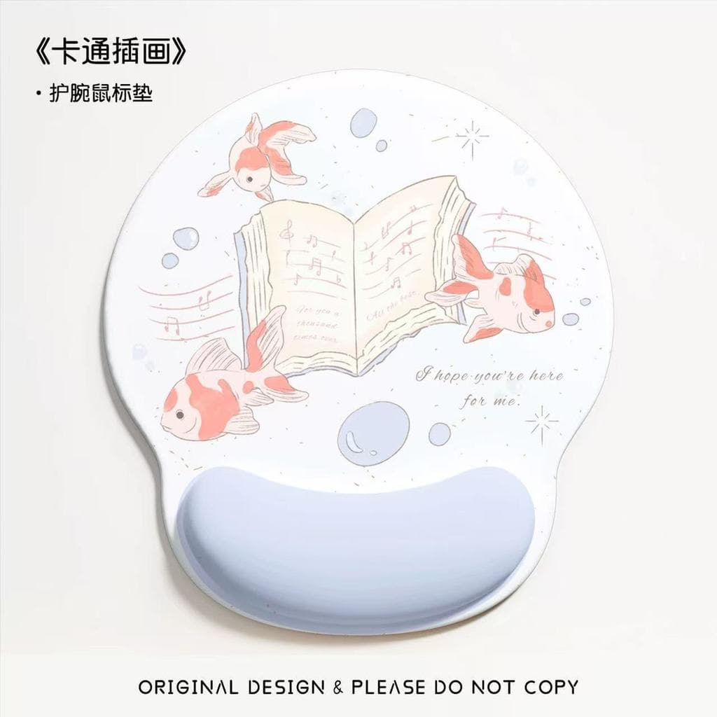 [Estoque pronto] Mouse Pad de pulso Ilustração retrô Teclado de computador de escritório Bloco de mesa de posição de tra