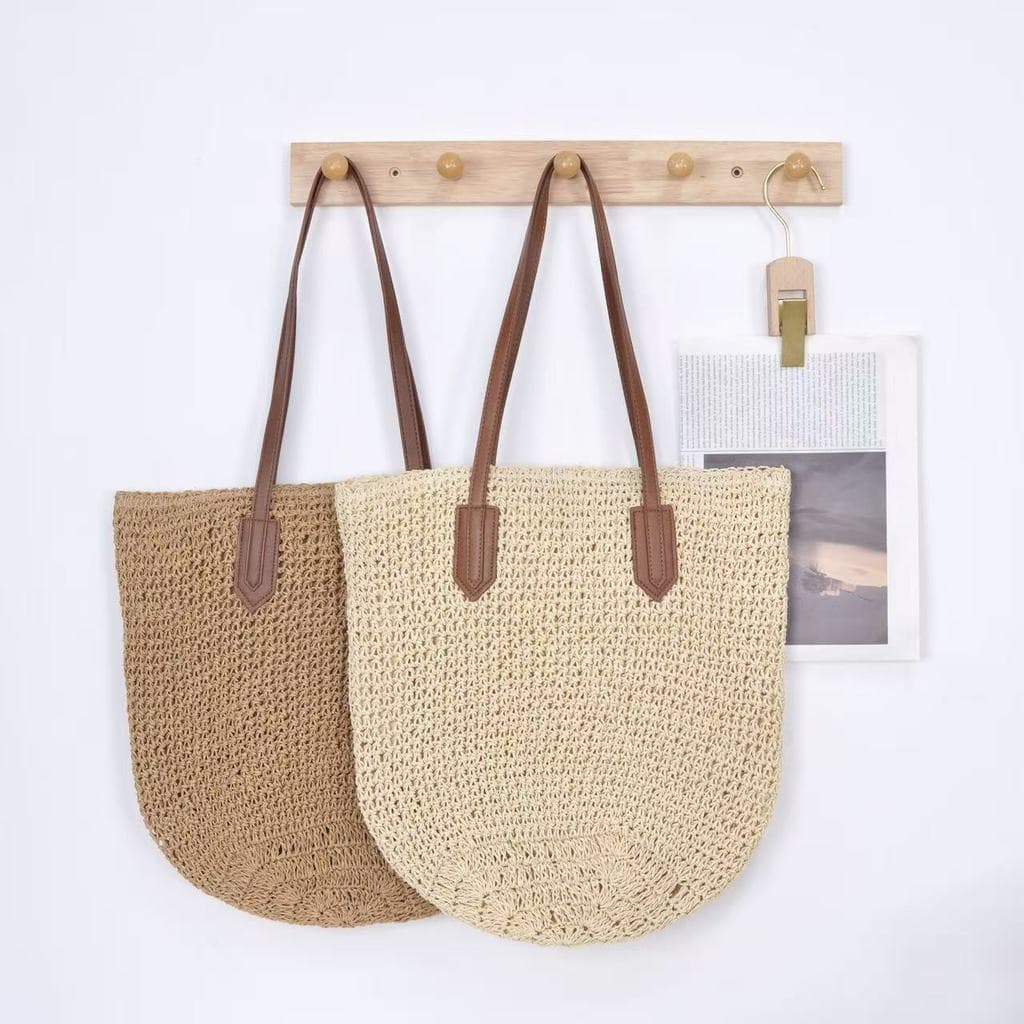 Nova bolsa de ombro para comércio exterior, bolsa tecida à mão, bolsa de palha, bolsa para férias na praia, bolsa de omb