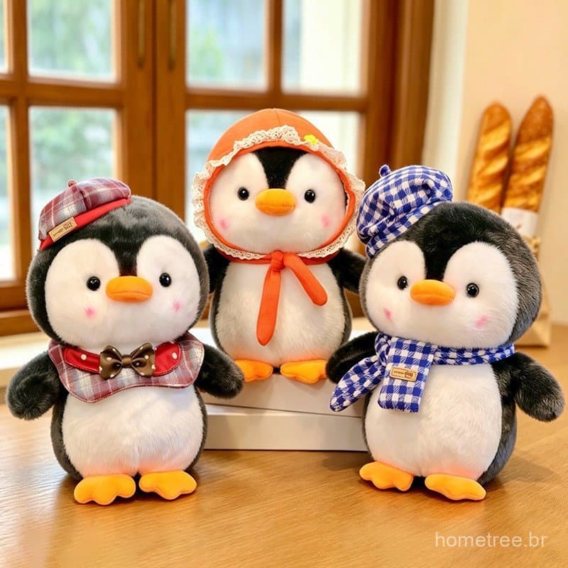 Pelúcia Pinguim de Bonezinho - Bichinho Fofo 23cm/30cm 3 Cores