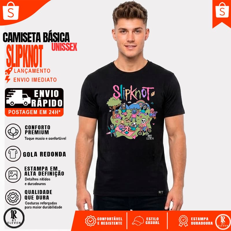 Camiseta Slipknot Sean Solomon Unissex Camiseta de Rock  And Roll Camiseta 100% Algodao Linha Premium.