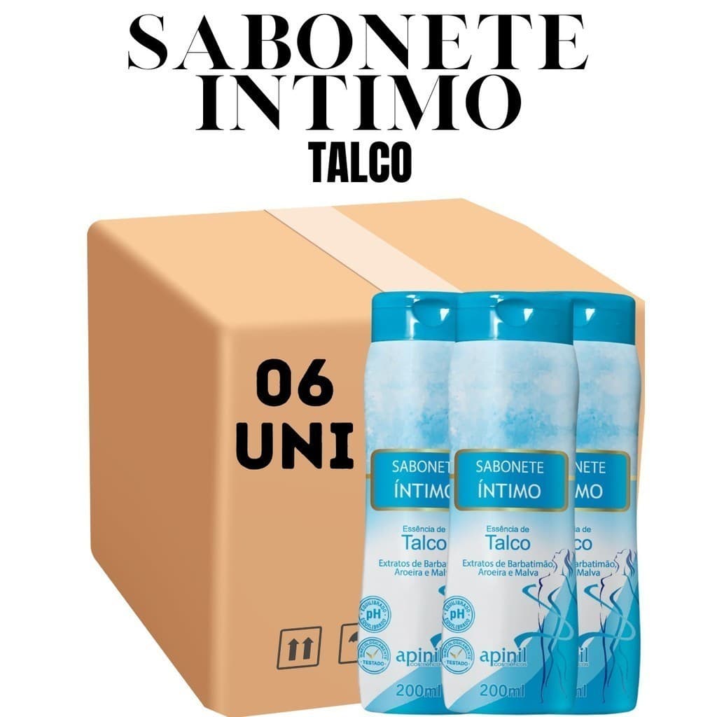 Kit 06 Unidades Sabonete Feminino Íntimo Apinil 200ml Talco (Campanha)