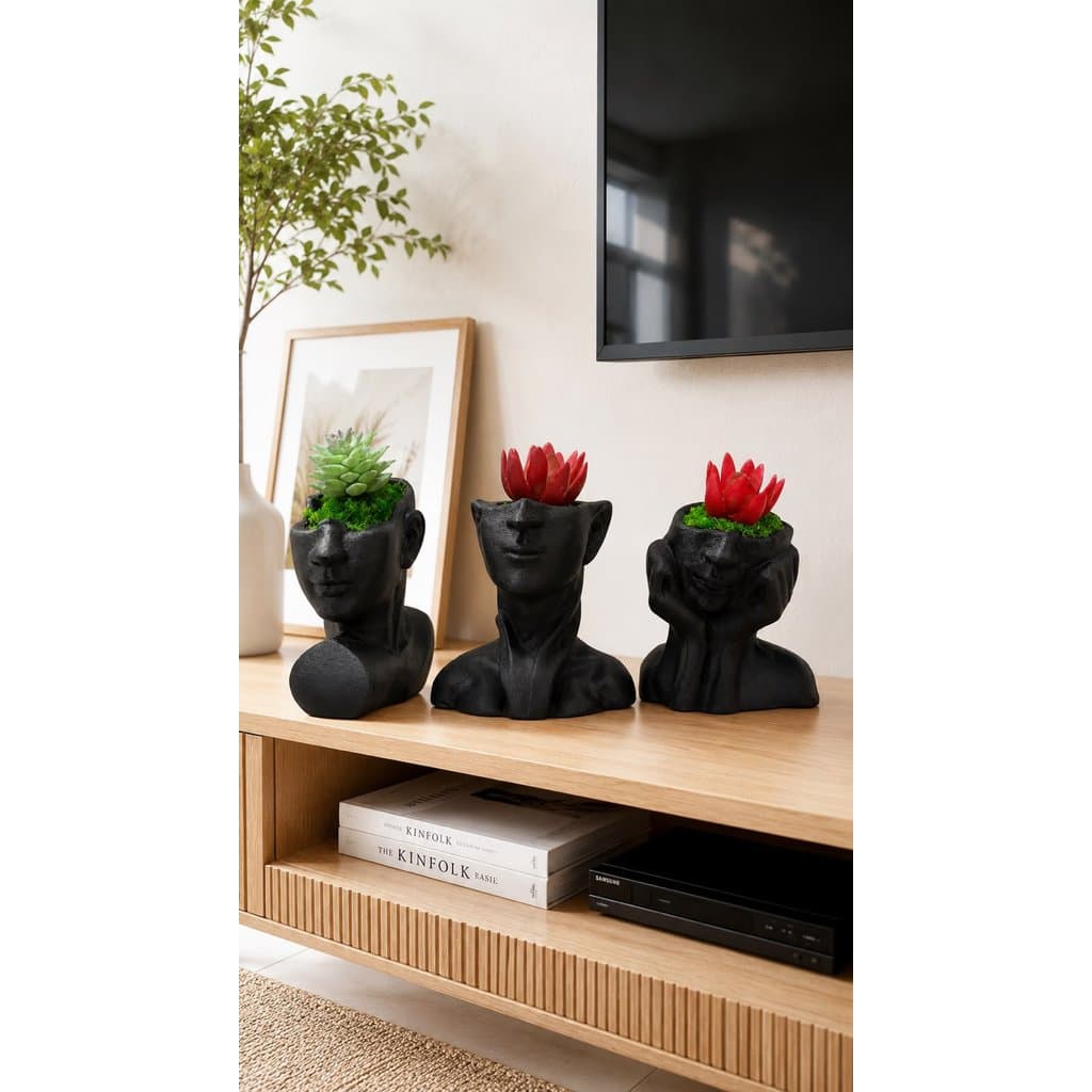 Kit 3 Vasinhos com plantinha artifical incluso