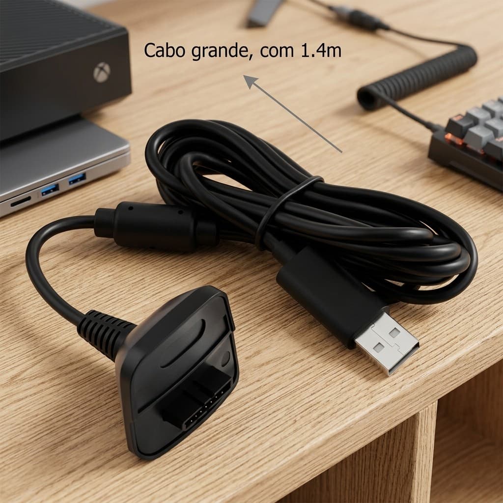 Bateria Para Controle De Xbox 360 Recarregável Com Cabo USB 1.5 Metros Bivolt Estoque No Brasil