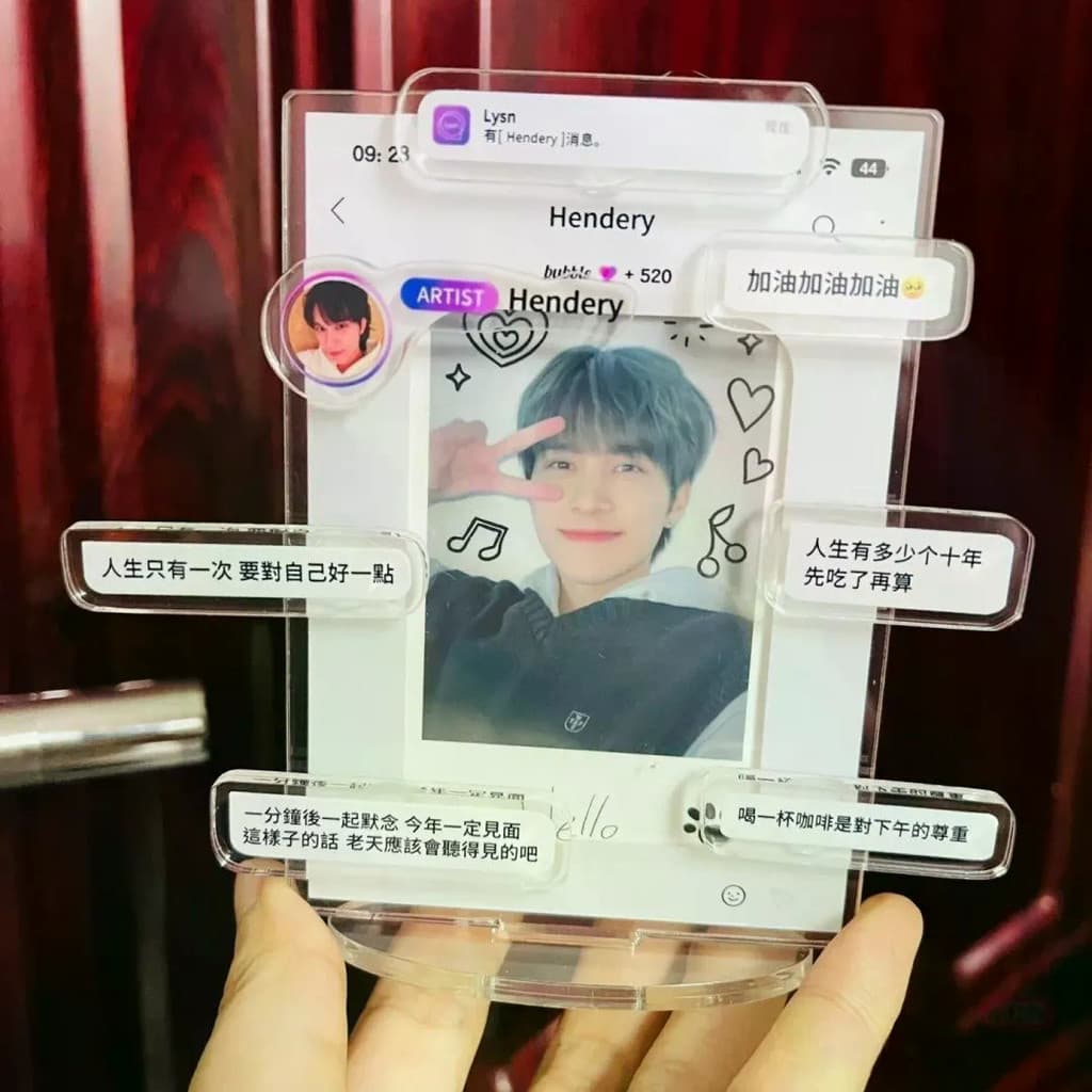 Novo produto quente Xiaohongshu mesmo estilo Hendery‌Huang Guanheng Acrílico 10cm Moldura de Foto Decoração Photocard Ca