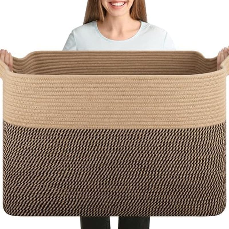Cesta De Armazenamento De Corda De Algodão OIASKET 108L Para Sala De Estar E Quarto Cesto De Roupa Suja Tecido De 25 " X