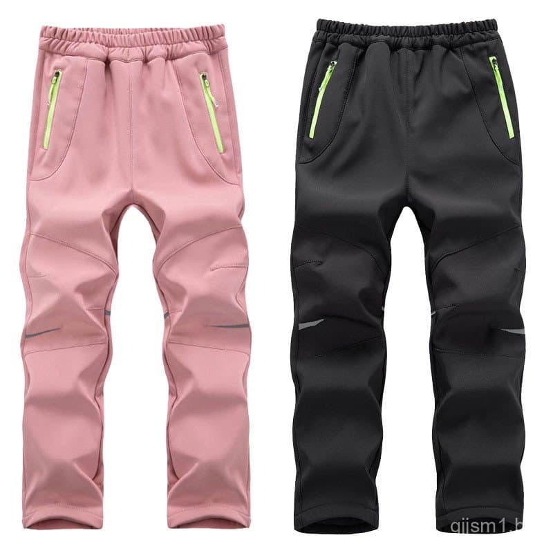 (1110-170CM) Calças Infantis de Fleece Quentes e Grossas para o Inverno, Impermeáveis, para Meninos e Meninas, Esqui, Ca