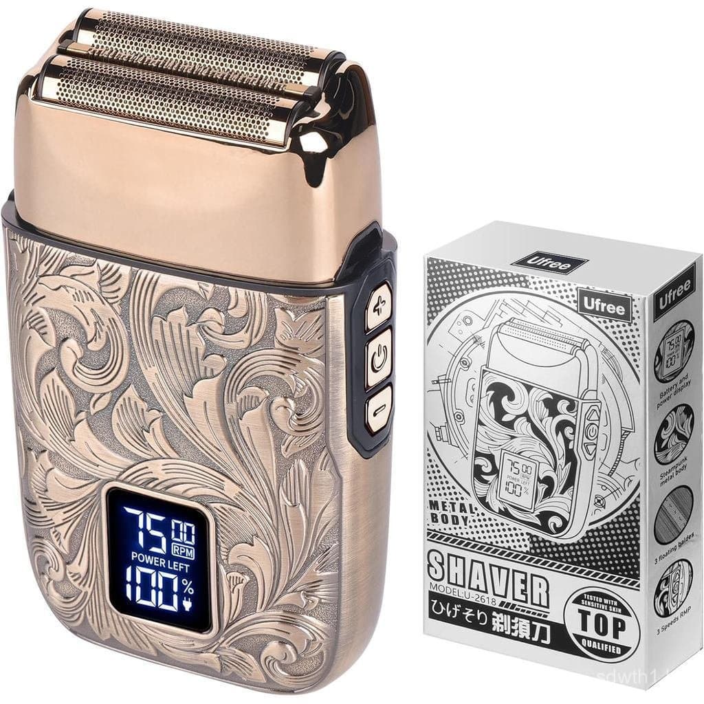 Barbeador elétrico masculino UfreeCloseShave, barbeador elétrico ajustável com 3 velocidades, adequado para tipos de cab