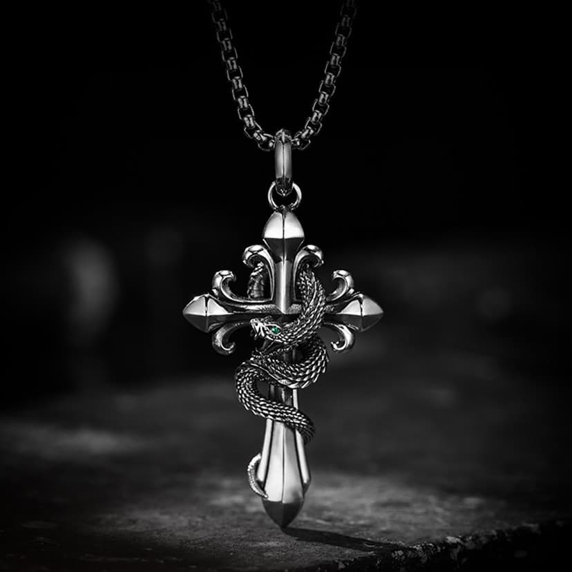 < Snake > Colar com pingente de cruz masculino feminino colar com pingente exclusivo masculino