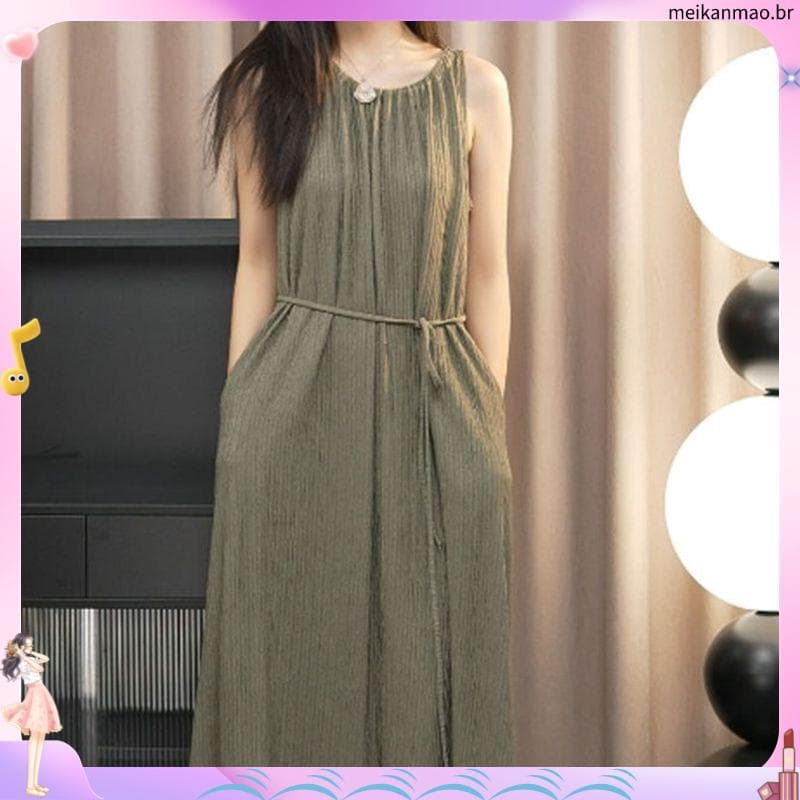 Retro vestido francês preto feminino mais magro olhar capa carne moda All-Match solto temperamento sem mangas saia de co