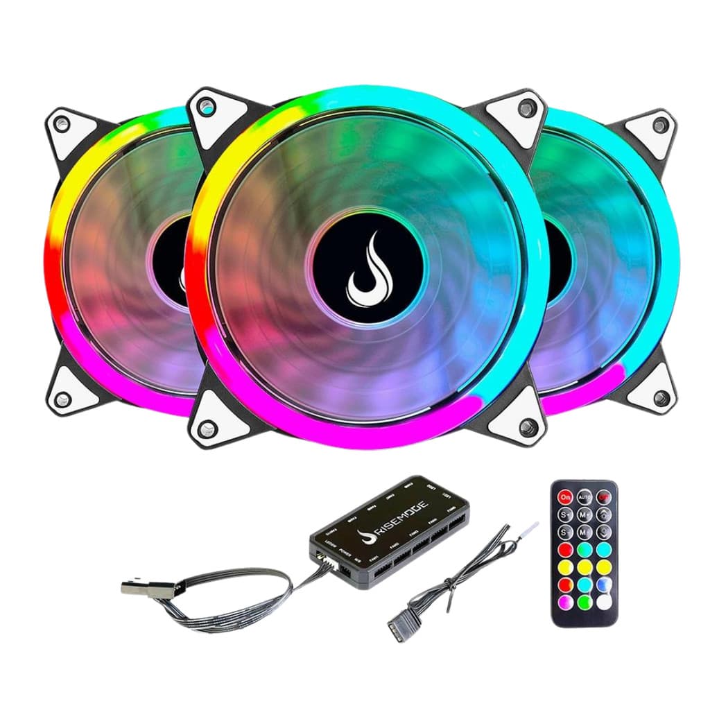 Kit Ventoinhas 120mm Argb 5v Rise Energy + 01 Controladora
