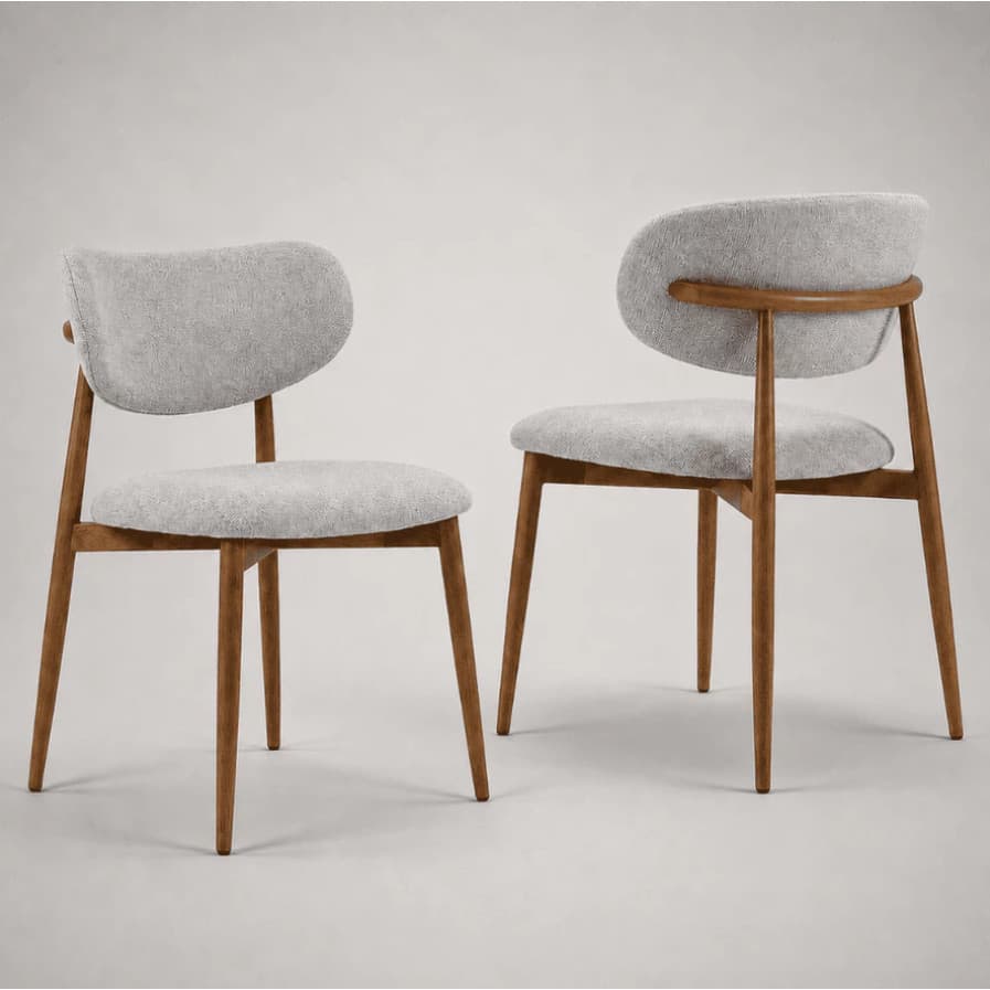 Kit 2 Cadeiras De Jantar Decorativo Orgânicas Pés Titanium Pintura Eletrostática Tecido Linhão Cor Off Acinzentado