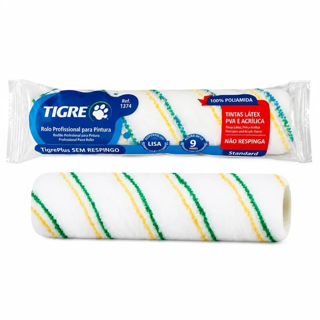 Rolo Para Pintura Não Respinga Plus 23cm Tigre 1374