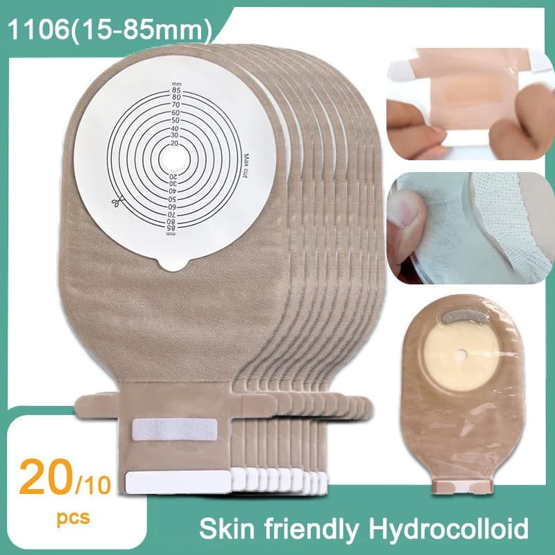 xinkangning 20/10 PCS 15-85mm Tamanho de Corte Bolsa de Colostomia Cuidados com Ostomia Sistema Único PO02