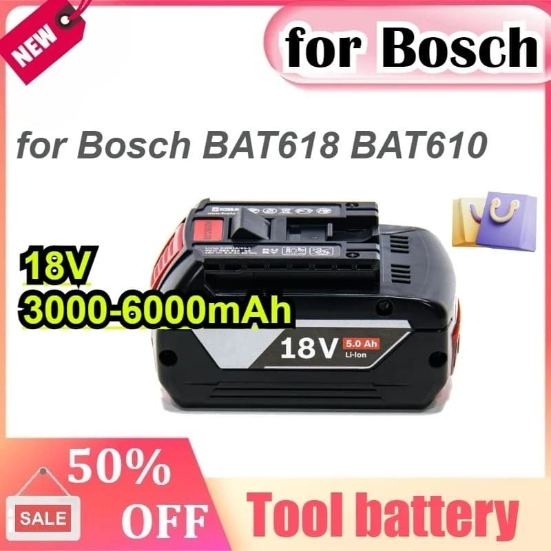 GSR Para Bosch BAT618 BAT610 Profissional 18V 6.0Ah Substituição De Bateria De Íon-Lítio Com LED Carregador Rápido 14.4V