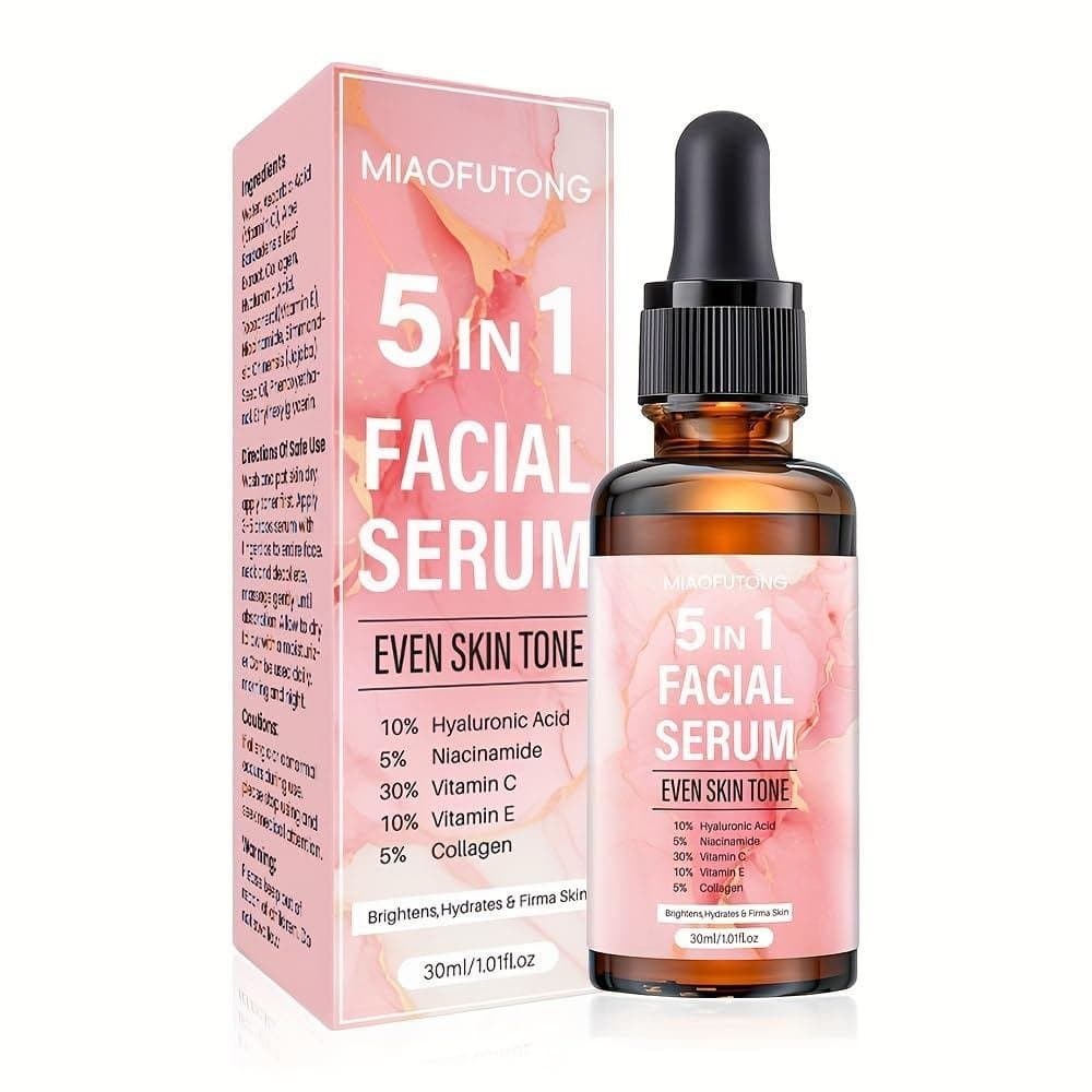 Sérum Facial de Vitamina C 5 em 1 de Alta Qualidade em Promoção, contendo 30% de Vitamina C, ácido hialurônico e niacina