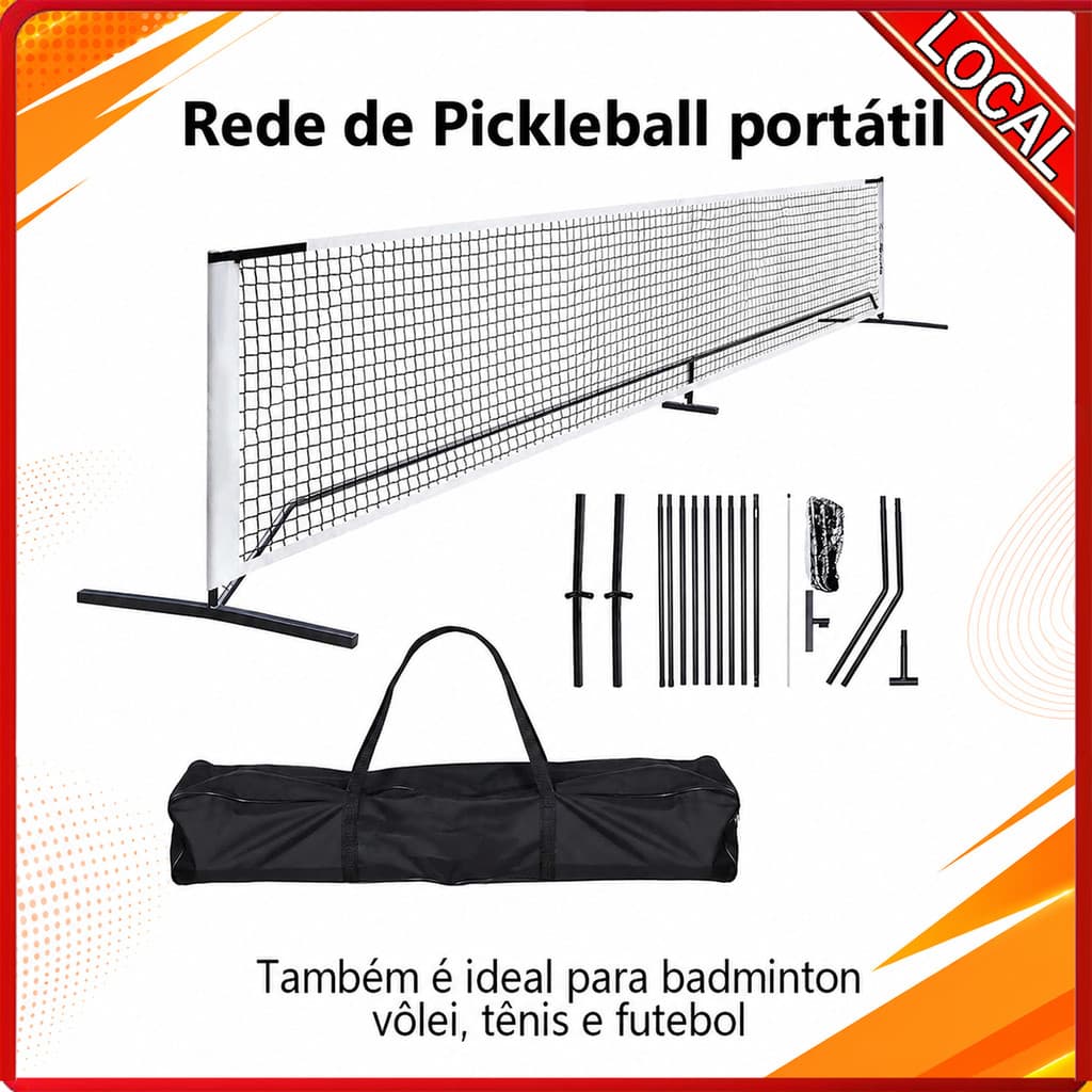 Rede de bola portátil ao ar livre Rack pátio Pickle bola Badminton suporte ousado bola net