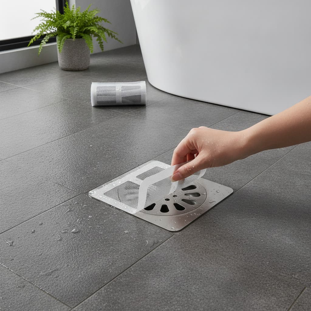 Kit 10 Telas Adesivas para Ralo Descartável - Filtro Anti-Entupimento Insetos Banheiro Cozinha