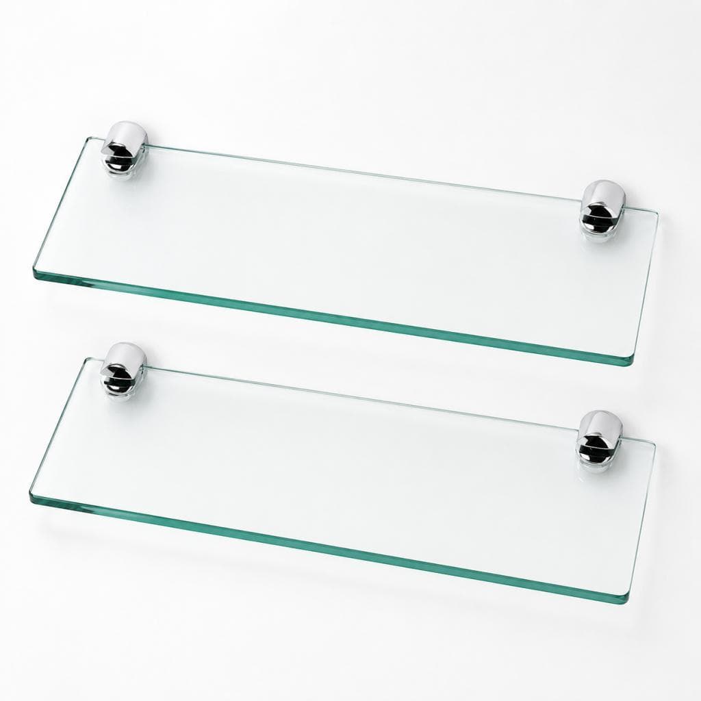 Kit 02 Prateleiras Multiuso De Vidro 30cm Fixação Dupla De Parede Para Banheiro e Casa em Geral