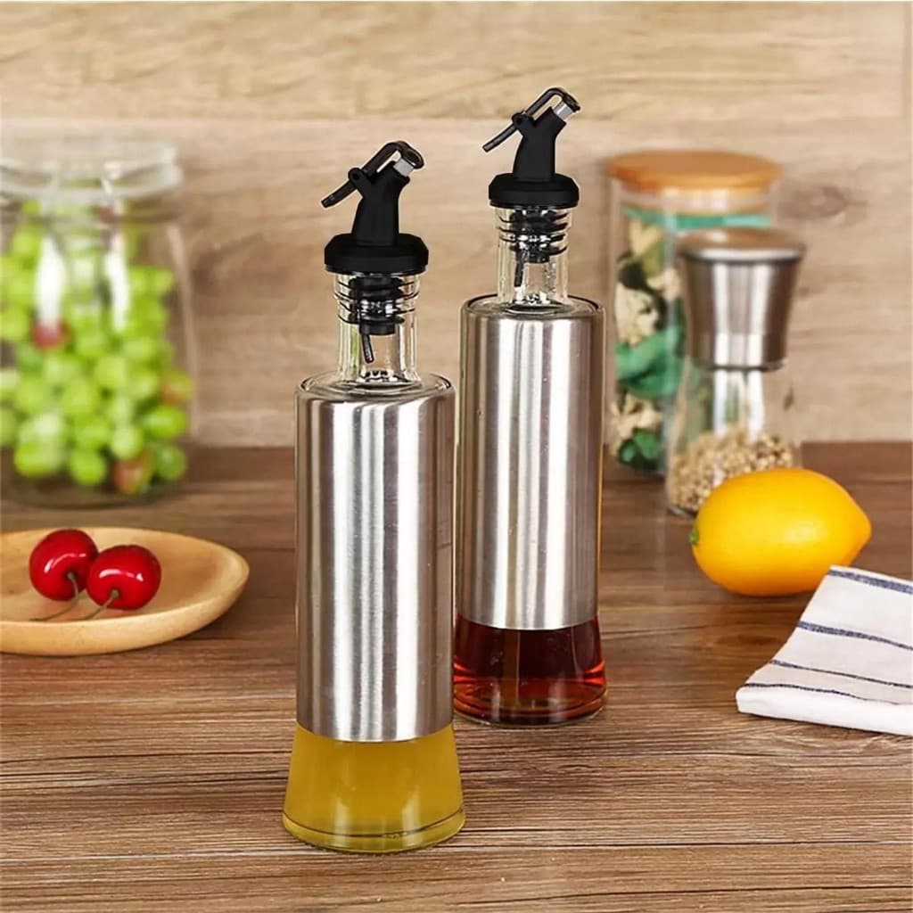 Dispenser Temperos 300ml Vidro Aço Inox Cozinha Pratico Resistente