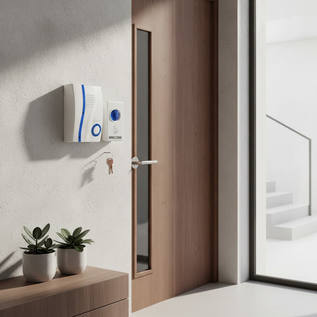 Campainha Sem Fio Premium Bivolt Wireless Design Moderno Branco Fácil Instalar Casa Escritório