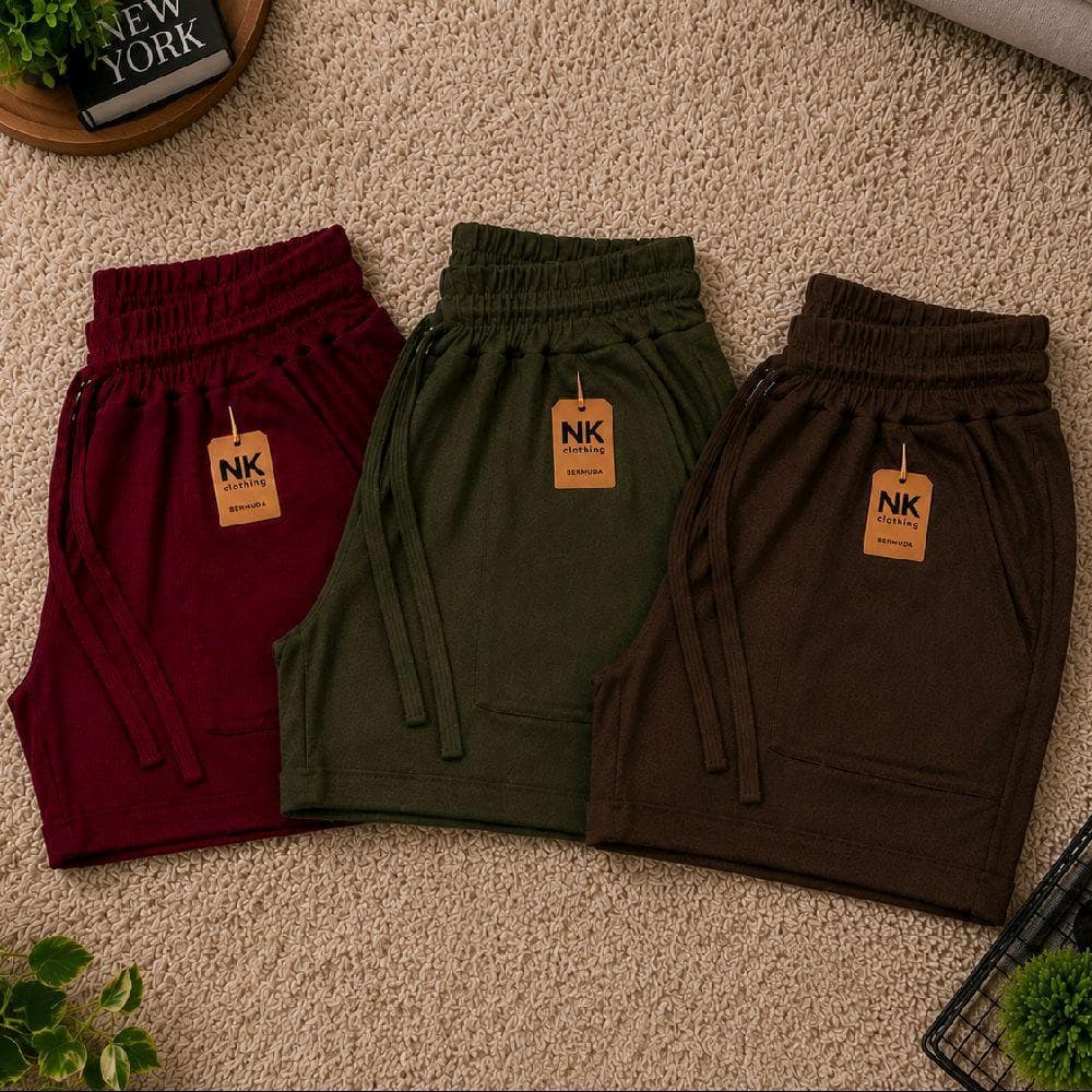 kit 3 Short Feminino Moletom Com Bolso Bermuda Moletom Feminina Confortável Shortinho Moletinho casual