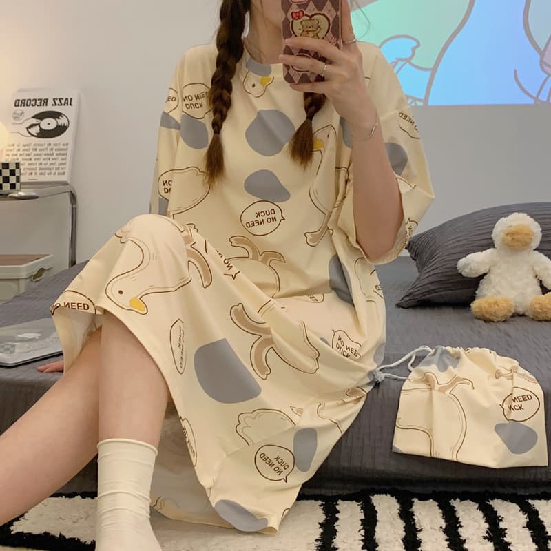 Produtos em estoque pronto Entrega no mesmo dia Camisola Menina Manga Curta Estudante Homewear Pijama de Verão Estilo Fi
