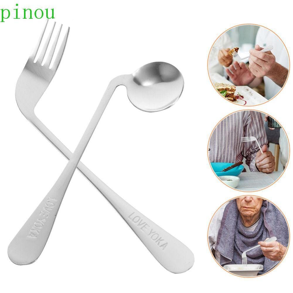 Utensílio De Alimentação Automática PINOU , Garfo De Colher Curvo Leve Angular , Utensílios De Mesa Auxiliares Inoxidáve