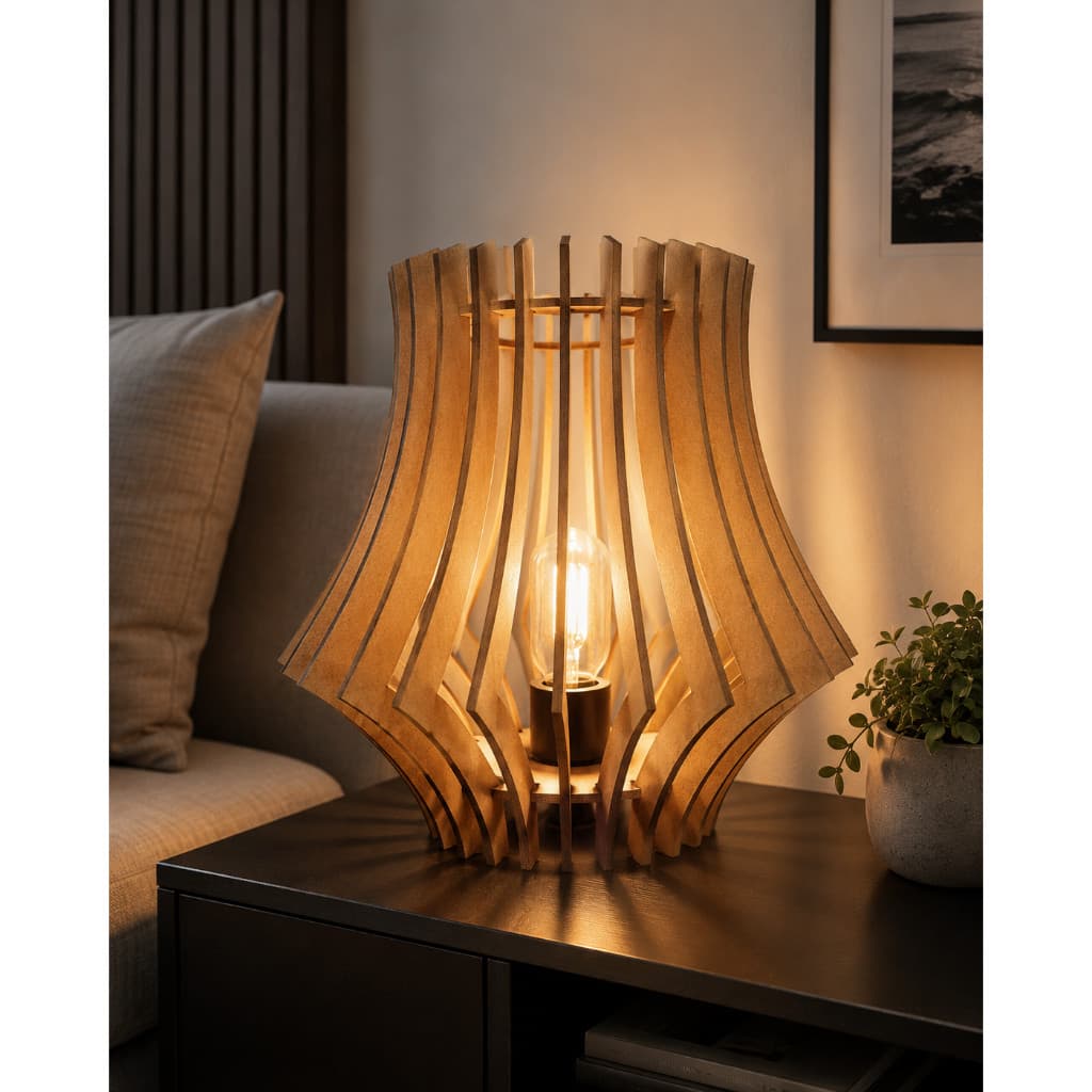 Abajur Luminaria Moderna De Madeira Para Decoração Quarto Sala Escritorio