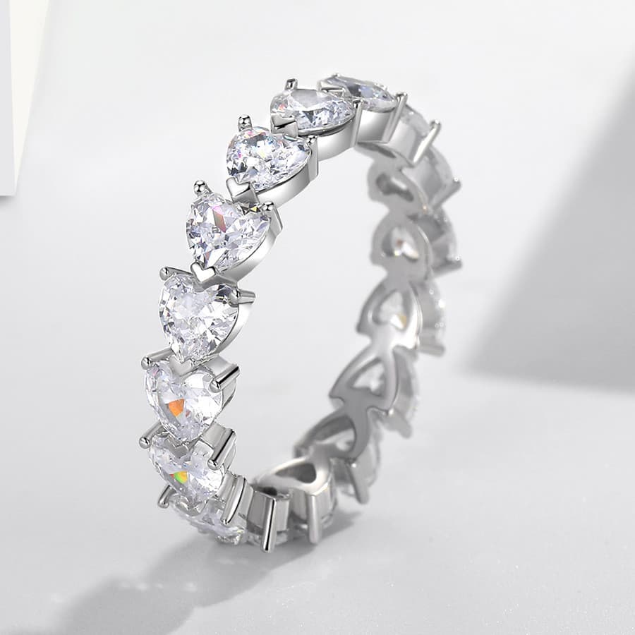 JZ568 papel bêbado ouro fã anel cheio de diamante mão incrustado coração zircão anel feminino diamante linha anel imitaç