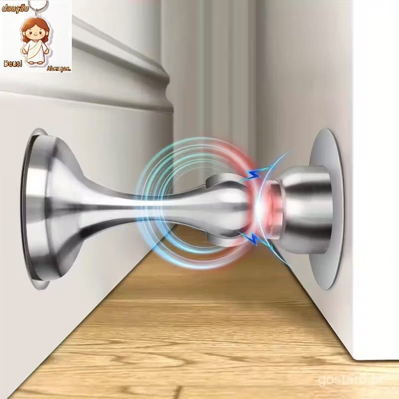 Prendedor De Porta Magnético Con Aço Inox Com Amortecedor cor prata escovada