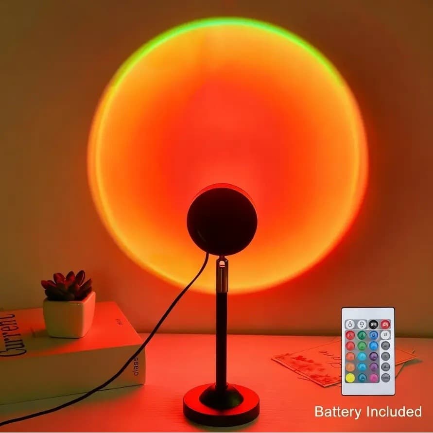 Fall Sunset Lamp Projector Light 180° Adjustable Sunset Mood Lamp, 4 Modes, Remote Control RGB Ambient Night Light for B