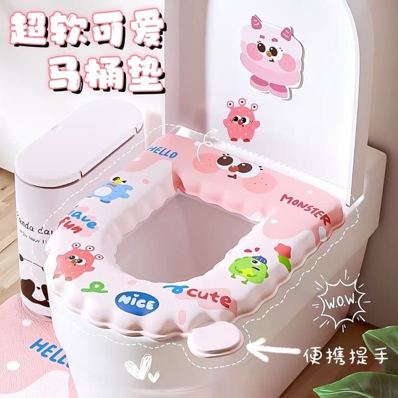 Capa de Assento Sanitário Impermeável em EVA, Lavável, Universal para Todas as Estações, Capa de Assento Sanitário Domés