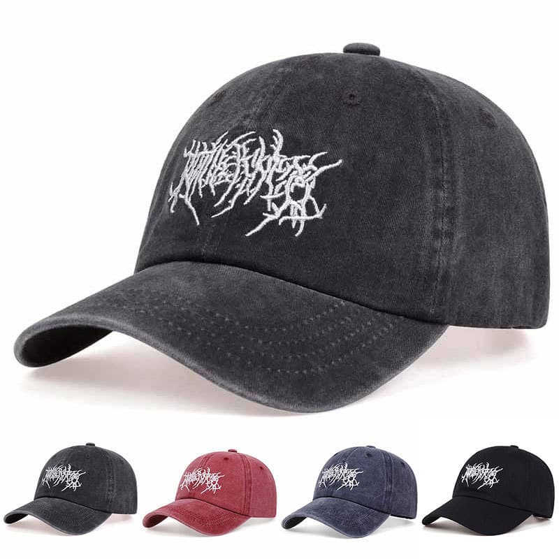 Boné De Beisebol Unissex Moda Retrô Lavado punk hip-hop Bordado Desgastado Chapéu De Sol Ajustável
