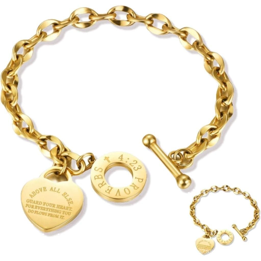 Pingente de Bíblia em Zircônia 18k, Joia Banhada a Ouro em Aço Inoxidável, Pingente Feminino com Fecho em Forma de Coraç