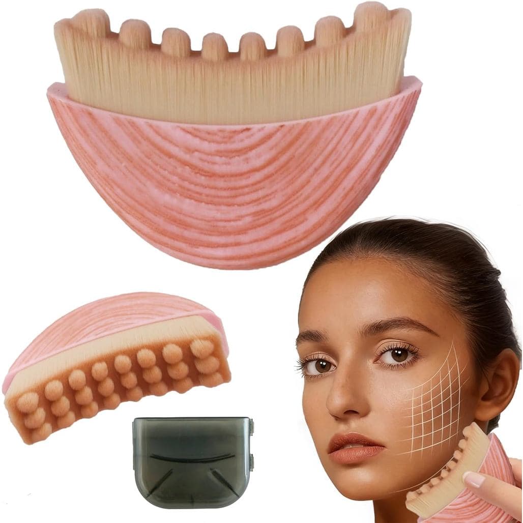 Escova Facial Linfática Atualizada 2026, Massageador Manual 2 em 1 para Drenagem Linfática e Limpeza Facial, Escova de C