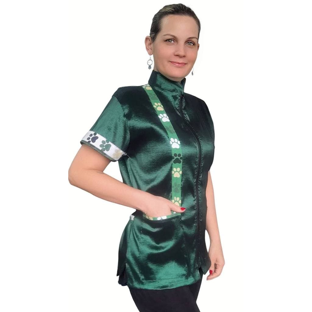 Jaleco banho e tosa anti pelos Com Elastano Verde com Pet