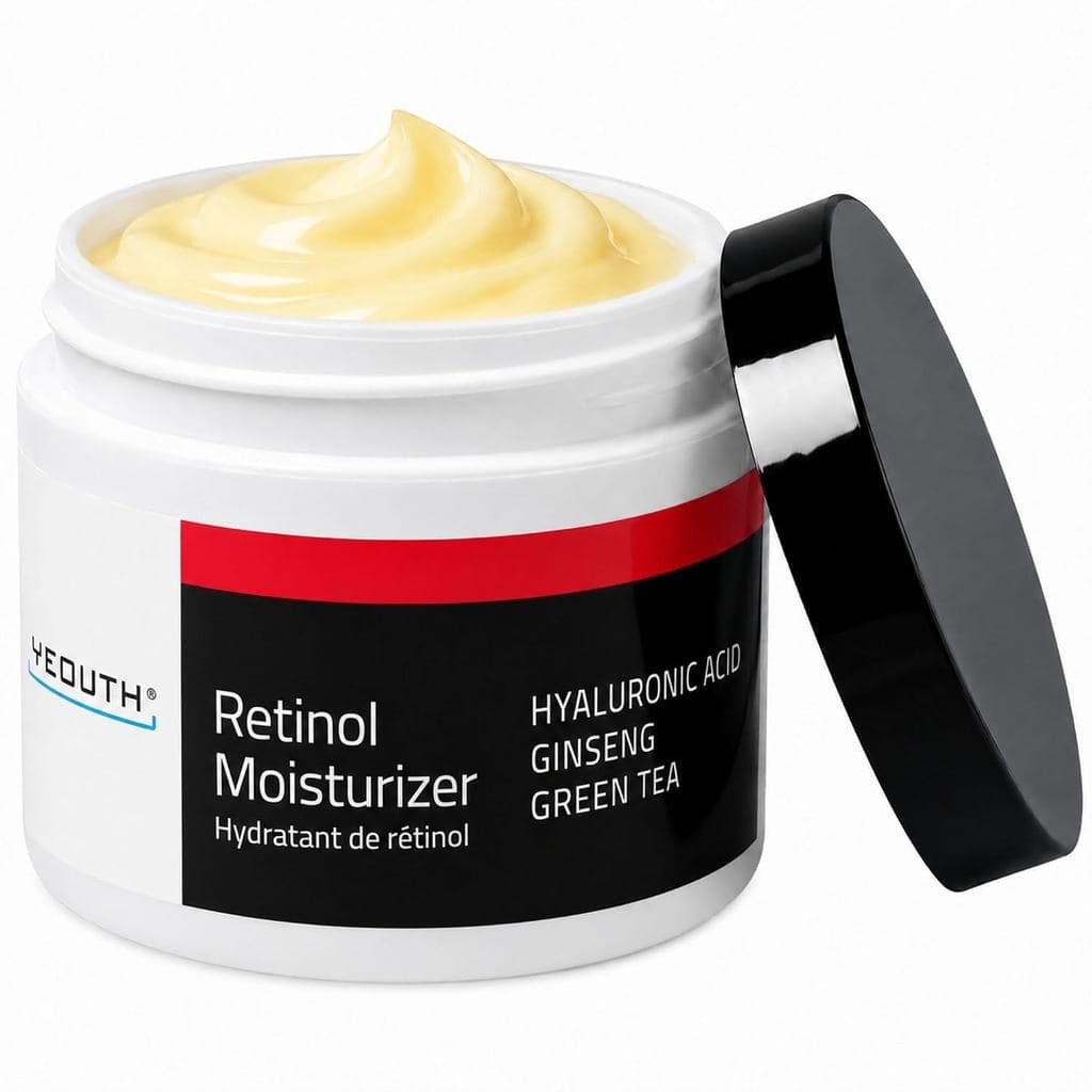 Creme de Retinol para o Rosto com Ácido Hialurônico, 4oz |   Creme Noturno Firmador com Ácido Hialurônico, Ginseng e Chá