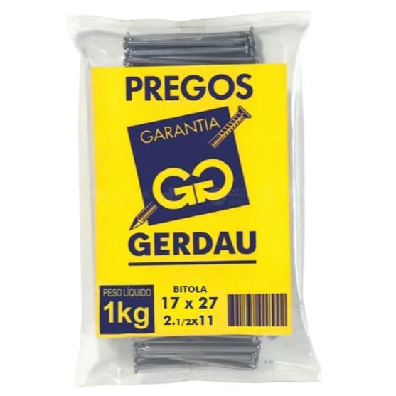 Prego 17x27 Gerdau 1 Kg  Pacote