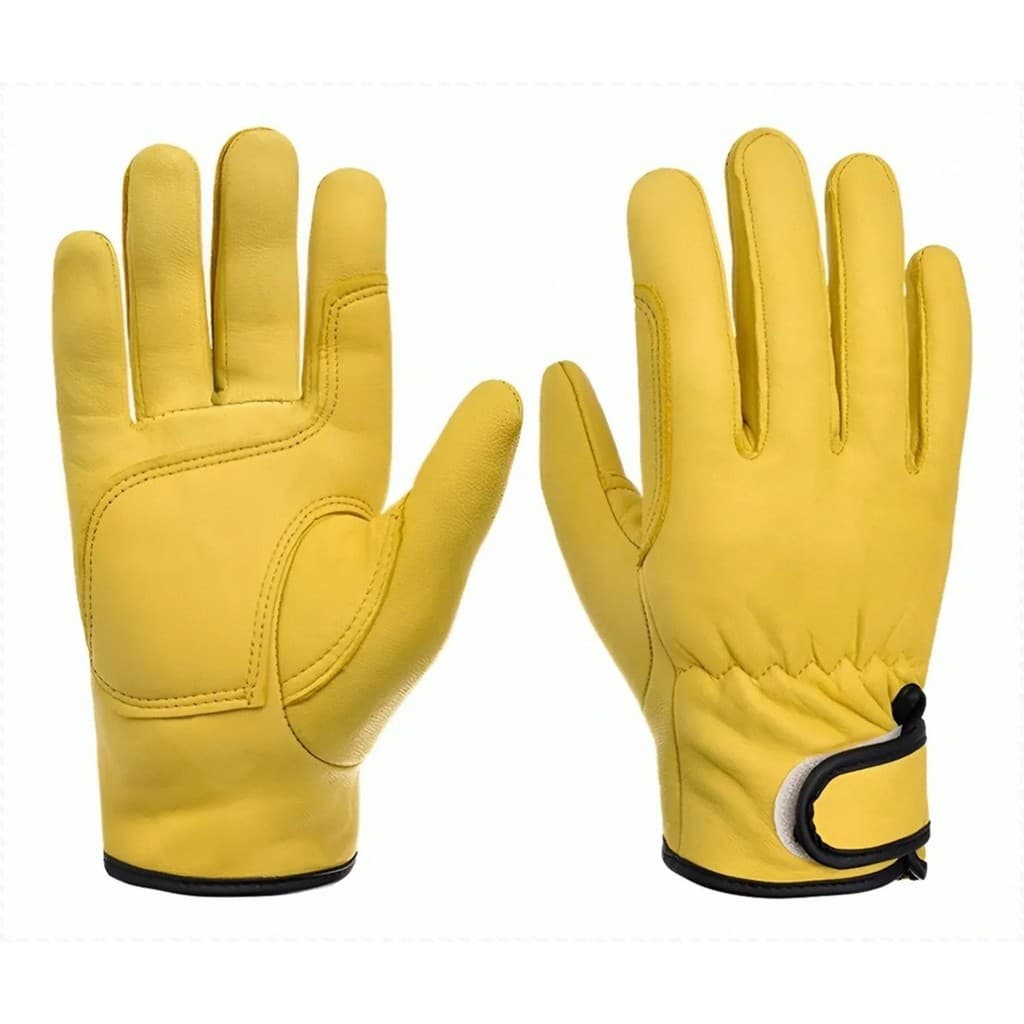 [Couro 100% Genuíno] Luvas De Trabalho De Couro De Ovelha Amarelo Luvas/Segurança/Resistente
